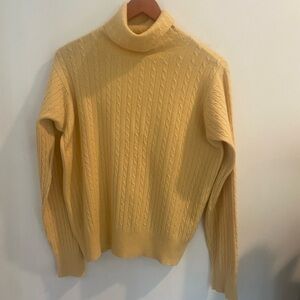 Vintage Barrie Pace 100% Cashmere Cable Knit Turtleneck Sweater Yellow Size L